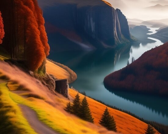 Artificial Intelligence Art Work, Canyon, Landscape, Valley, Sky, Ravine