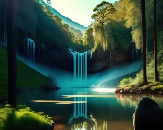 Free Ai Art Generator No Login, Fountain, River, Water, Landscape, Structure