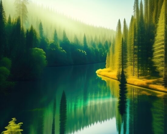 Quick Ai Art Generator, Reflection, Lake, Forest, Tree, Landscape