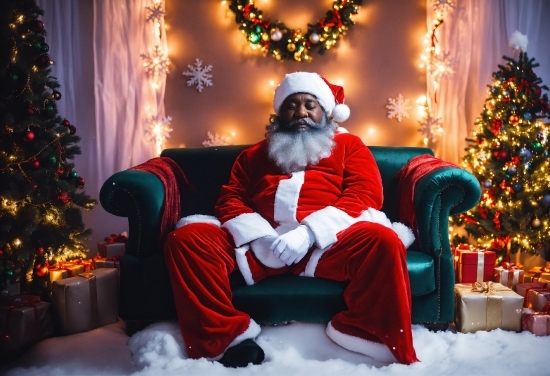 Christmas Tree, Photograph, Light, Human Body, Lighting, Beard