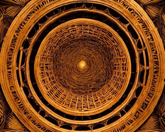 Gold, Art, Symmetry, Circle, Ceiling, Pattern