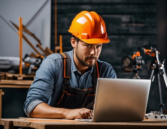 Helmet, Computer, Hard Hat, Laptop, Personal Computer, Workwear