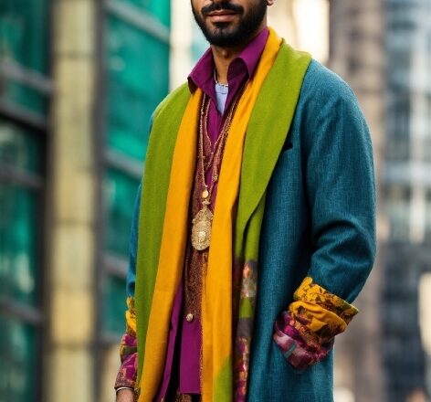 Purple, Beard, Sleeve, Temple, Headgear, Fashion Design