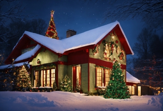 Snow, Plant, Sky, Window, Building, Light