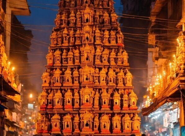 Building, Sky, Temple, Plant, Orange, Crowd