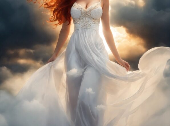 Face, Cloud, Sky, Wedding Dress, People In Nature, Dress