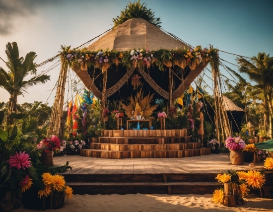 Plant, Flower, Sky, Flowerpot, Temple, Leisure