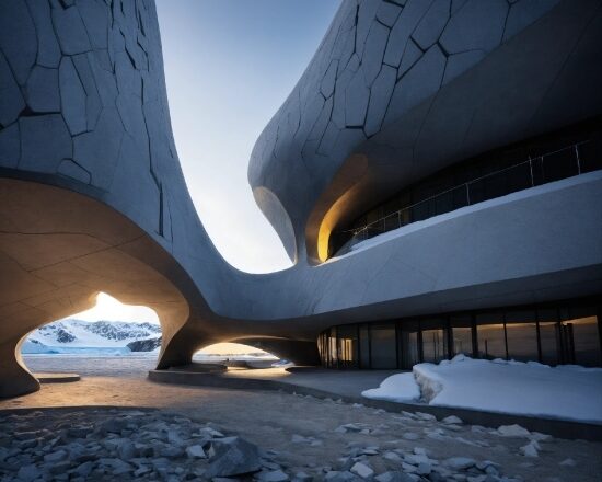 Sky, Building, Architecture, Snow, Tree, Art