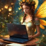 Computer, Laptop, Personal Computer, Mythical Creature, Leaf, Flash Photography