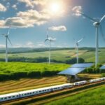 Cloud, Sky, Windmill, Train, Ecoregion, Green