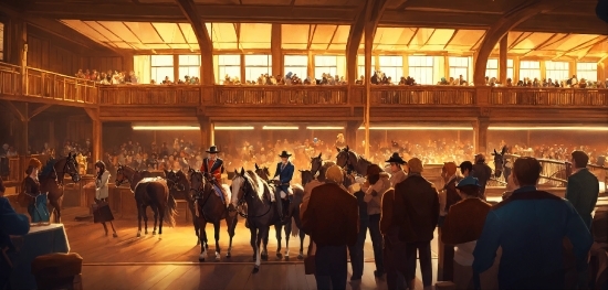 Horse, Lighting, Building, Entertainment, Fun, Crowd