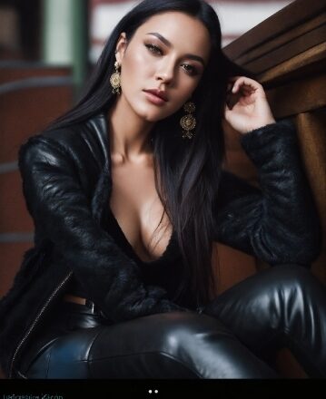 Lip, Flash Photography, Lipstick, Thigh, Black Hair, Leather Jacket