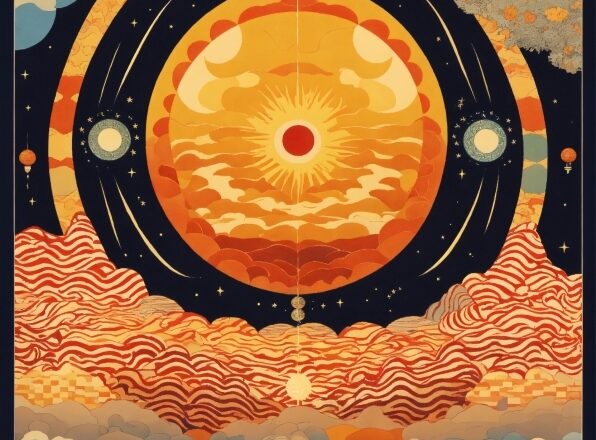 Orange, Cloud, Art, Painting, Circle, Font