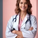 Smile, White Coat, Sleeve, Gesture, Collar, Stethoscope