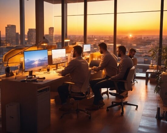 Table, Furniture, Sky, Computer, Desk, Computer Monitor