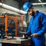 Workwear, Blue, Sleeve, Engineer, Engineering, Metalworking