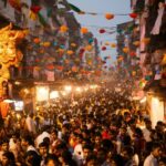 Canva Spotify, Sky, Orange, Temple, Crowd, Hat