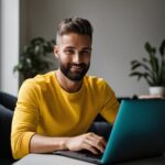 Computer, Laptop, Personal Computer, Smile, Beard, Table