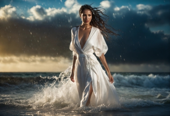 Hair, Water, Cloud, Sky, Nature, Dress