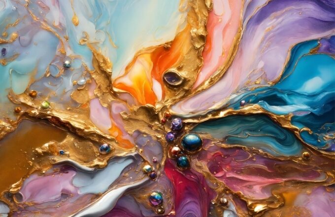 Liquid, Art Paint, Paint, Fluid, Purple, Painting