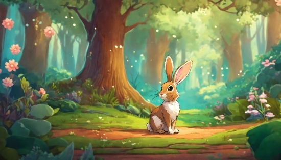 Plant, Green, Natural Environment, Cartoon, Rabbit, Art