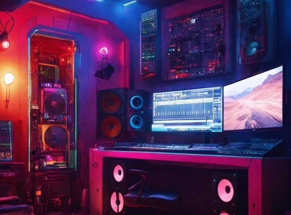 Purple, Building, Entertainment, Interior Design, Pink, Audio Equipment