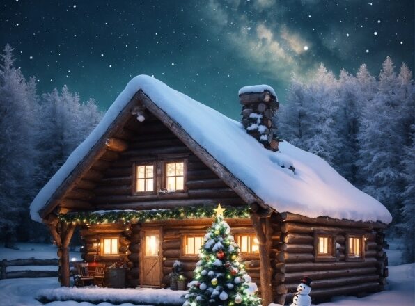 Sky, Snow, Plant, Building, Christmas Tree, Light