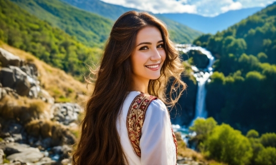 Smile, Sky, Mountain, People In Nature, Plant, Flash Photography