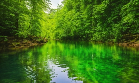 Wall Poster Painting, Water, Green, Plant, Tree, Fluvial Landforms Of Streams