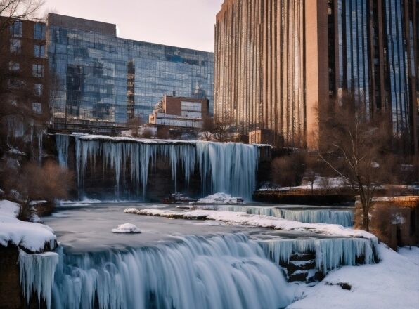 Water, Building, Sky, Waterfall, Architecture, Sunlight