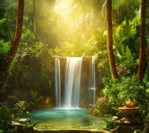 Water, Plant, Green, Light, Natural Landscape, Waterfall