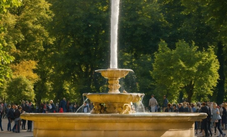 Water, Sky, Fountain, Tree, Font, City