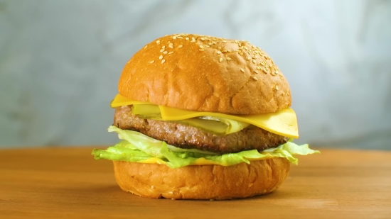 4k Video Free Download, Cheeseburger, Hamburger, Sandwich, Bread, Lettuce