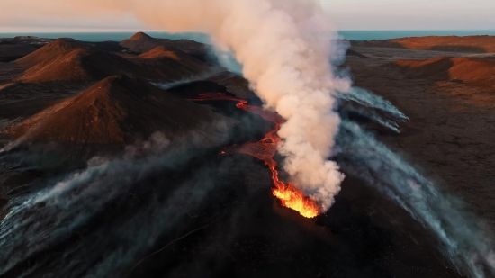 Computer Stock Video, Volcano, Mountain, Natural Elevation, Geological Formation, Fire