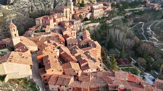 Free 80s Stock Footage, Roof, Tile Roof, Town, City, Architecture