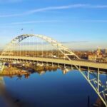 Free Video Loops Motion Backgrounds, Steel Arch Bridge, Bridge, Structure, River, City