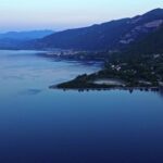 Red Bokeh Background Video, Lake, Water, Shore, Landscape, Sea